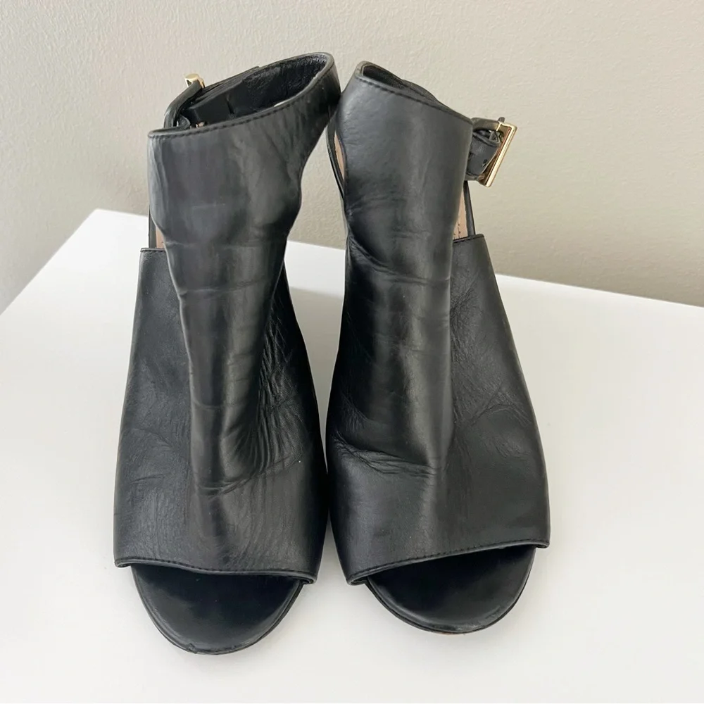Tory Burch Grove Open Toe Leather Bootie Black Size 7